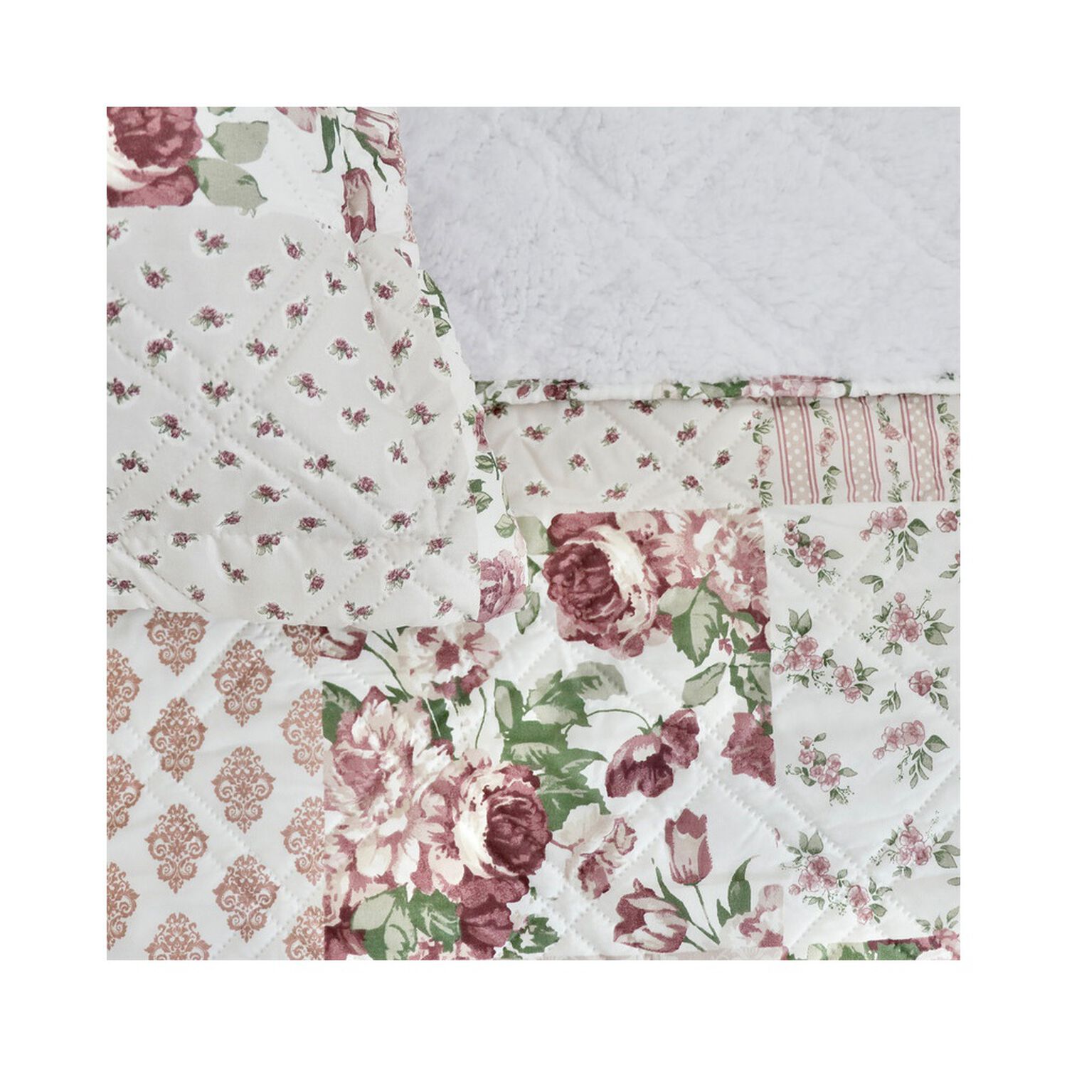 Quilt Andes Sherpa Estampado Patchwork Rosa King image number 2.0