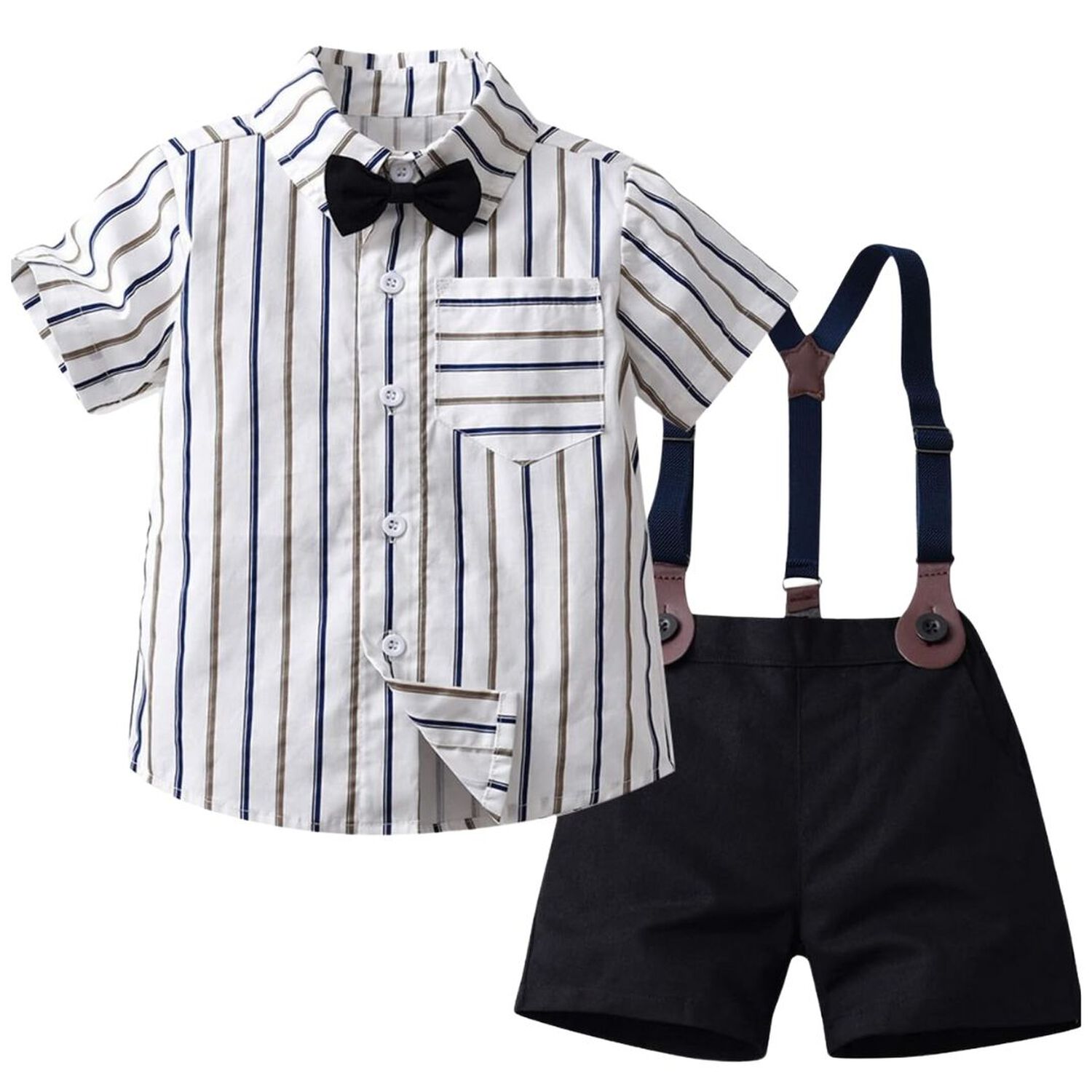 Conjunto De Vestir Con Corbat&iacute;n Y Pantal&oacute;n Corto 9 Meses A 5 A&ntilde;os image number 0.0