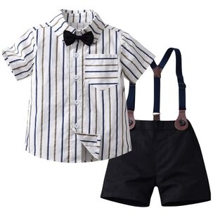 Conjunto De Vestir Con Corbatín Y Pantalón Corto 9 Meses A 5 Años