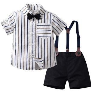 Conjunto De Vestir Con Corbat&iacute;n Y Pantal&oacute;n Corto 9 Meses A 5 A&ntilde;os