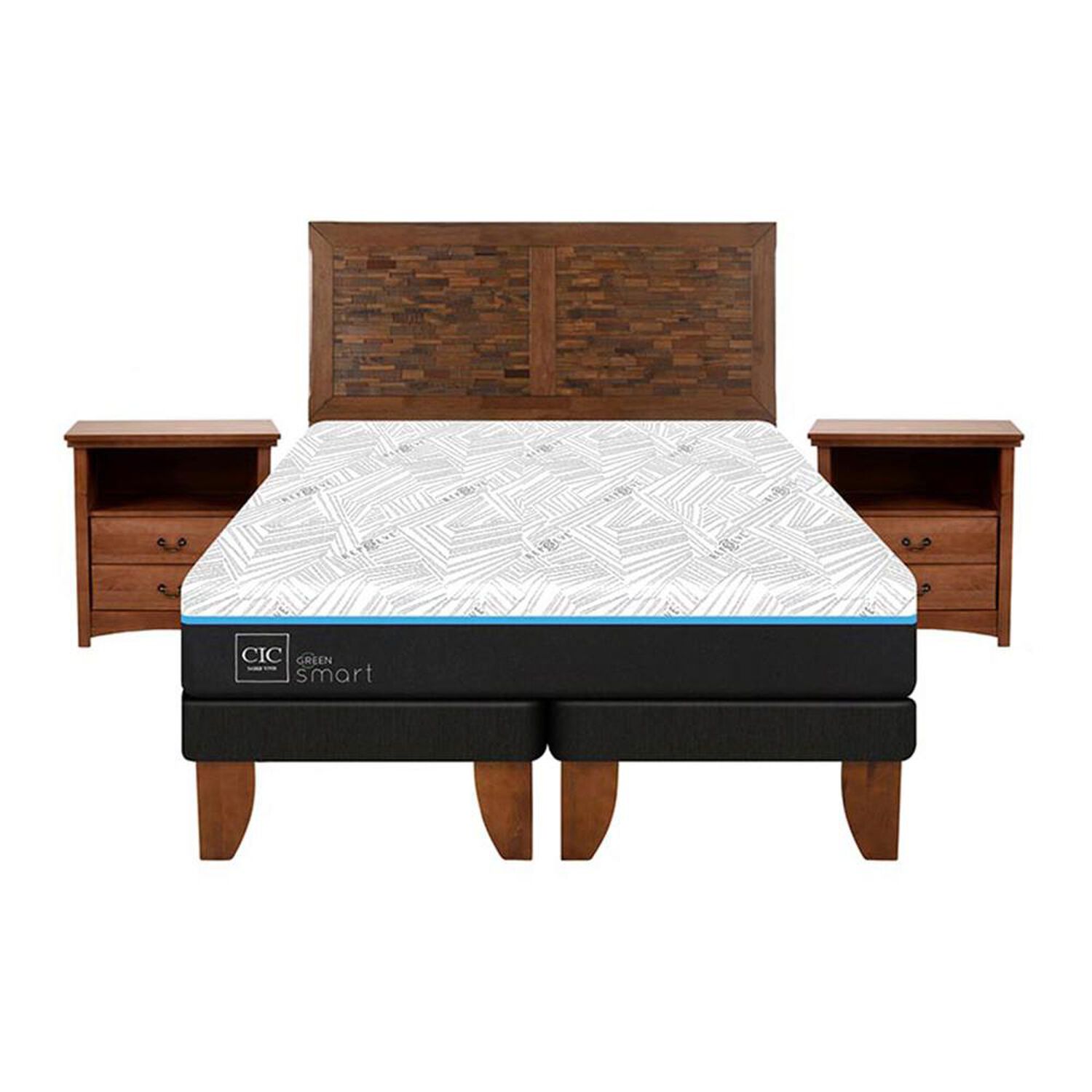 Cama Europea Cic Green Infinity / King / Base Dividida + Set De Maderas image number 0.0