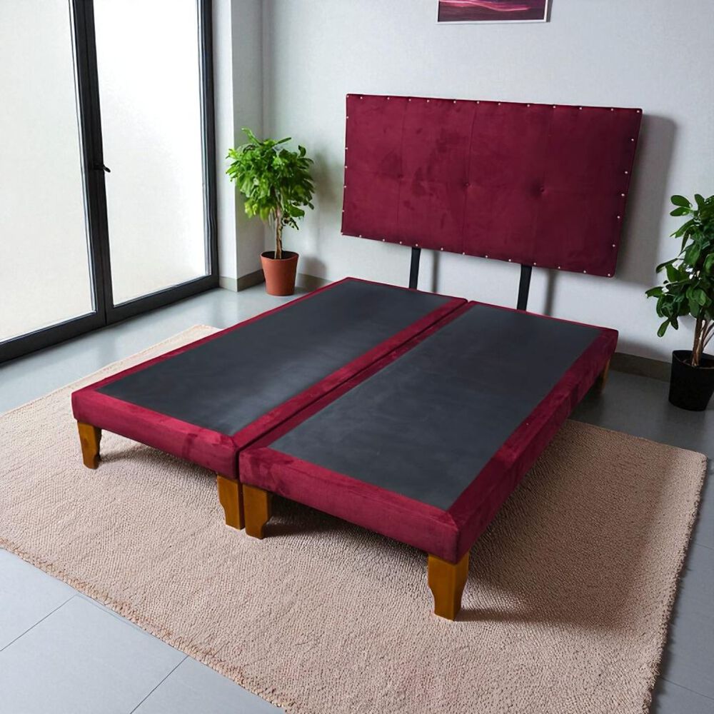 Cama Europea King Felpa Burdeo image number 1.0