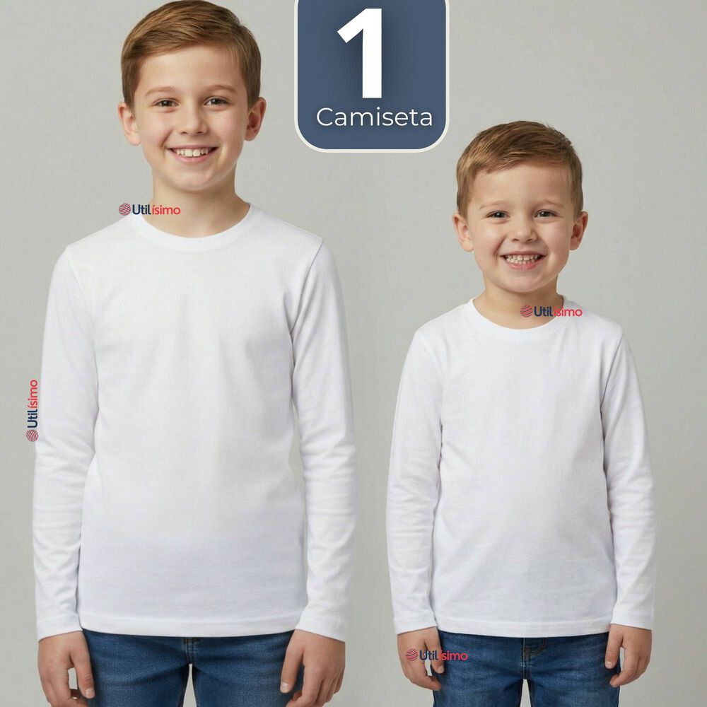 Camiseta Algod&oacute;n Manga Larga Polera Primera Capa Blanco Ni&ntilde;o image number 0.0