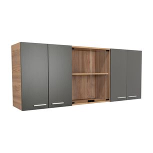 Mueble Superior De Cocina 6 Puertas 150x60x31,5 Cm Caf&eacute; Y Gris