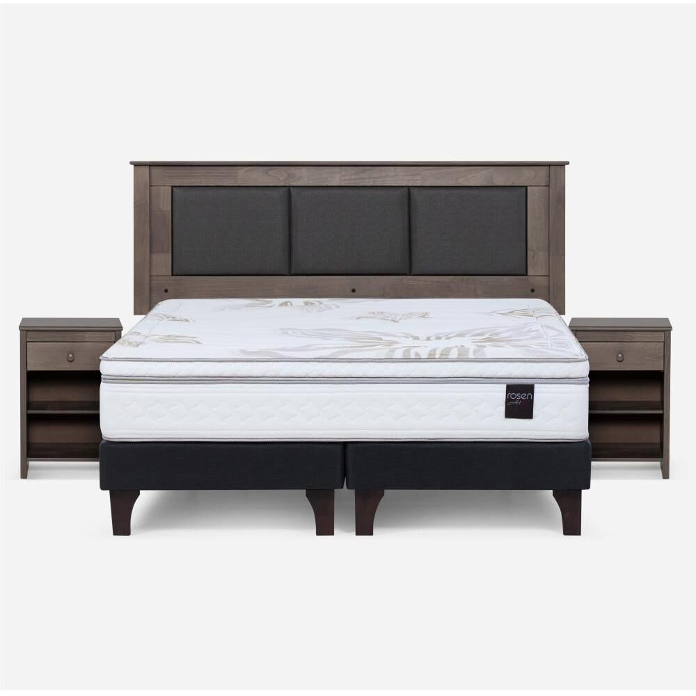 Cama Europea Rosen Art 4 / King / Base Dividida  + Set Maderas Rachel Gris image number 0.0