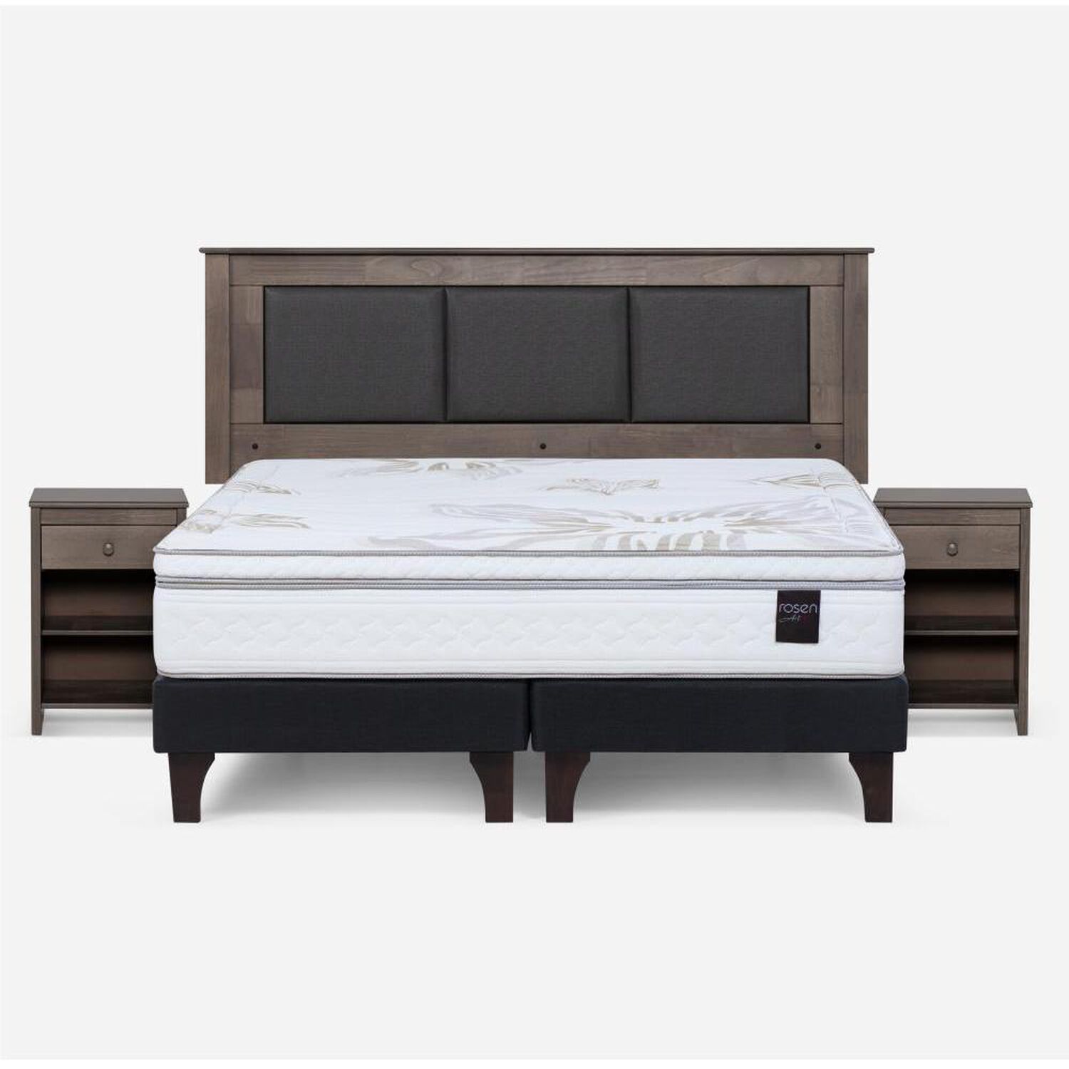 Cama Europea Rosen Art 4 / King / Base Dividida  + Set Maderas Rachel Gris image number 0.0