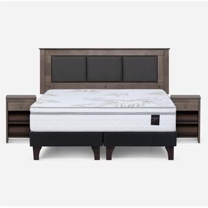 Cama Europea Rosen Art 4 / King / Base Dividida  + Set Maderas Rachel Gris