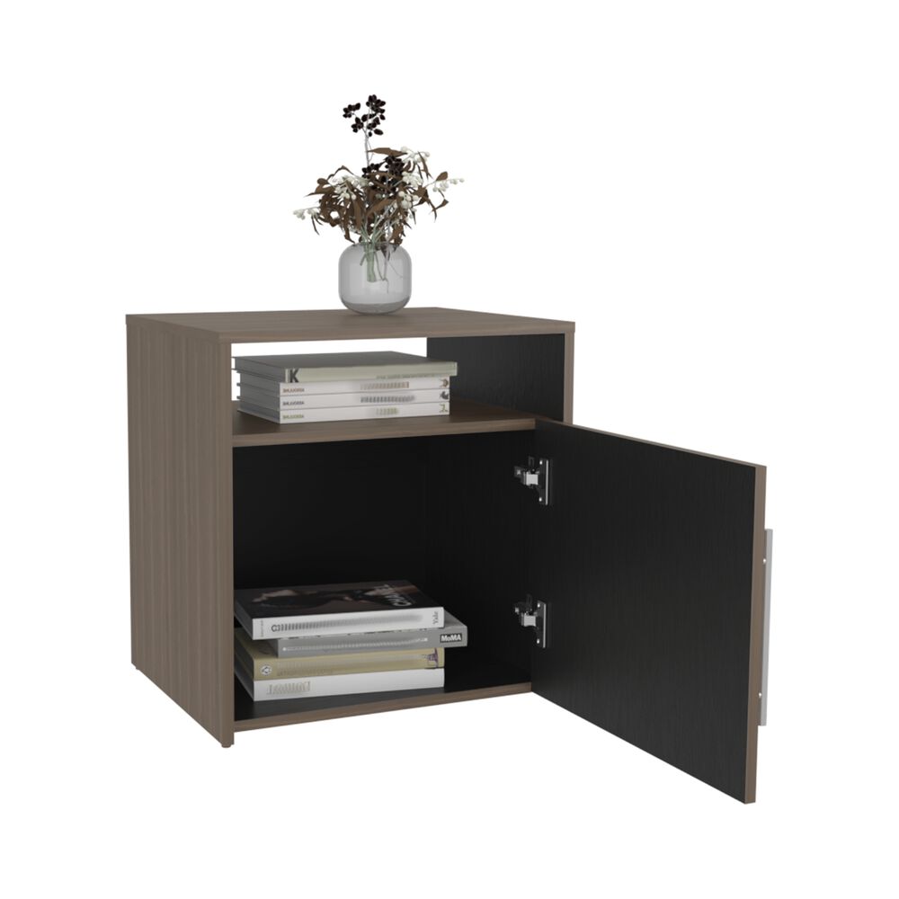 Velador Con 1 Puerta 54,1x52x42,3 Cm Café Y Negro image number 1.0