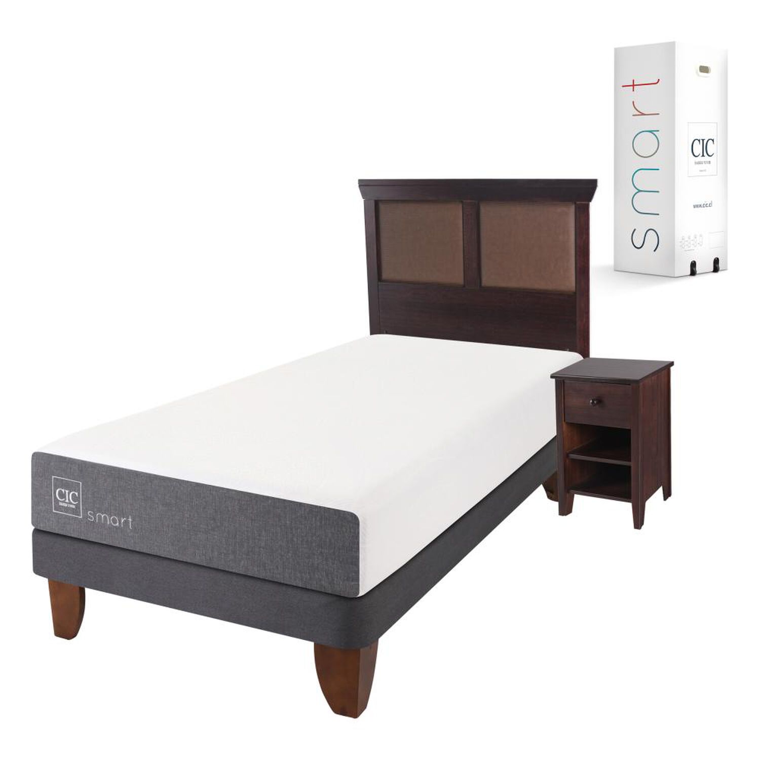 Cama Europea Cic Smart / 1.5 Plazas / Base Normal  + Set De Maderas image number 1.0