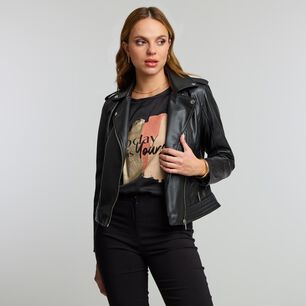 KIMERA CHAQUETA ECOCUERO ESTILO BIKER CUELLO SOLAPA MUJER KIMERA