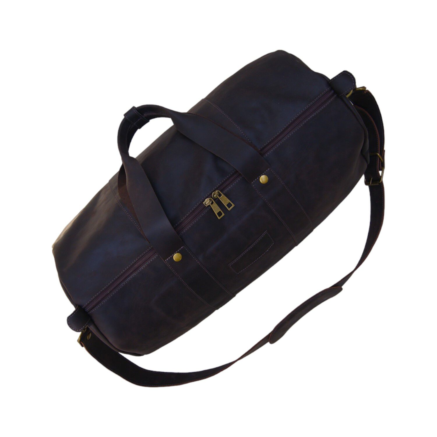 Bolso De Viaje De Cuero Cafe Oscuro image number 2.0
