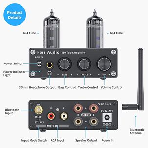 Amplificador A Tubo Bluetooth - Fosi Audio T20