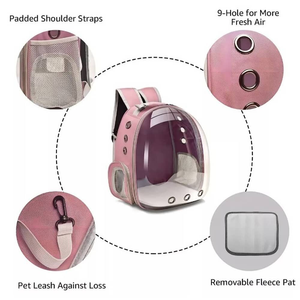 Bolso Mochila Porta Perros Jaula Transporte Perros Gatos Rosa image number 2.0