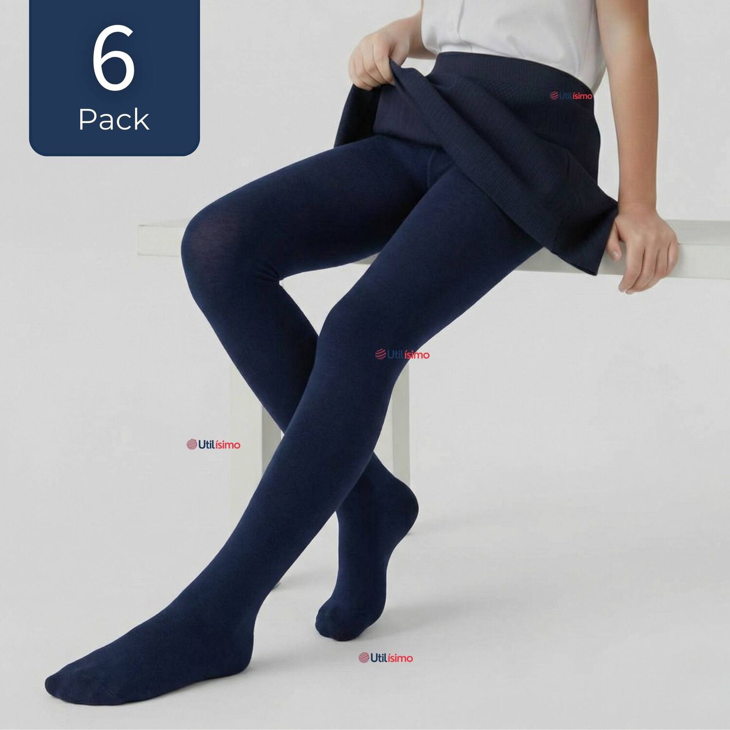 Pack 6 Ballerinas Elasticadas Escolares Ni&ntilde;a Algod&oacute;n Azul image number 0.0