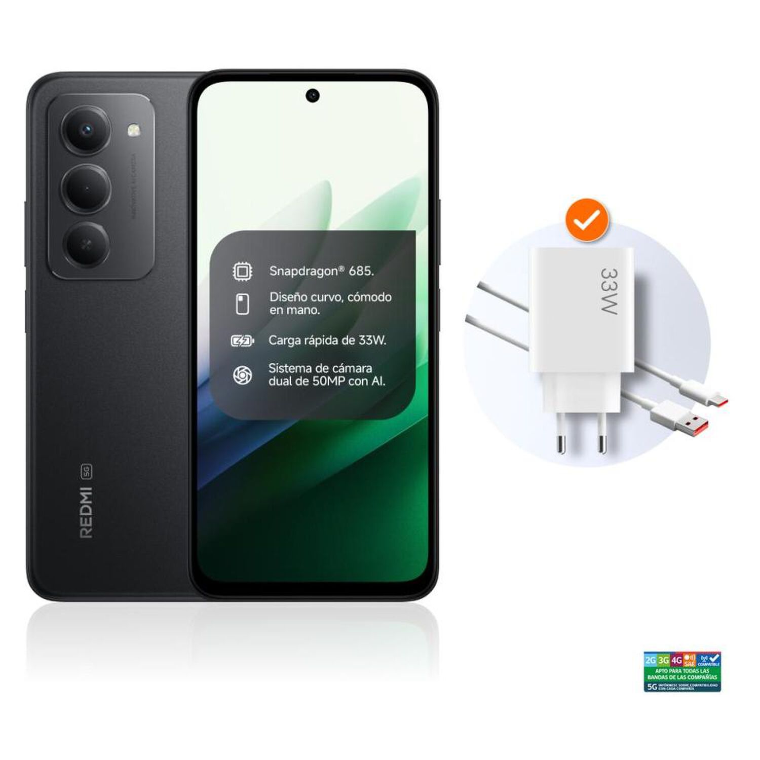 Smartphone Xiaomi Redmi 15 / 5G / 256 GB / Negro /Liberado