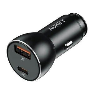 Aukey Cargador De Vehículo Dual Usb-c / Usb-a 48w Negro Cc-y48