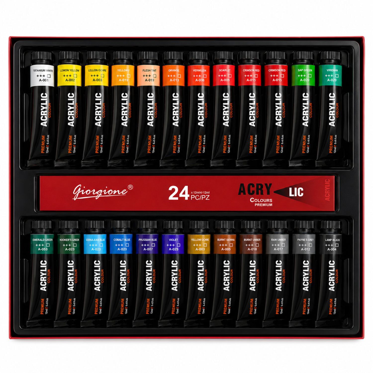 Set Pintura Acr&iacute;lica 24 Colores 12ml Arte - Ps image number 0.0
