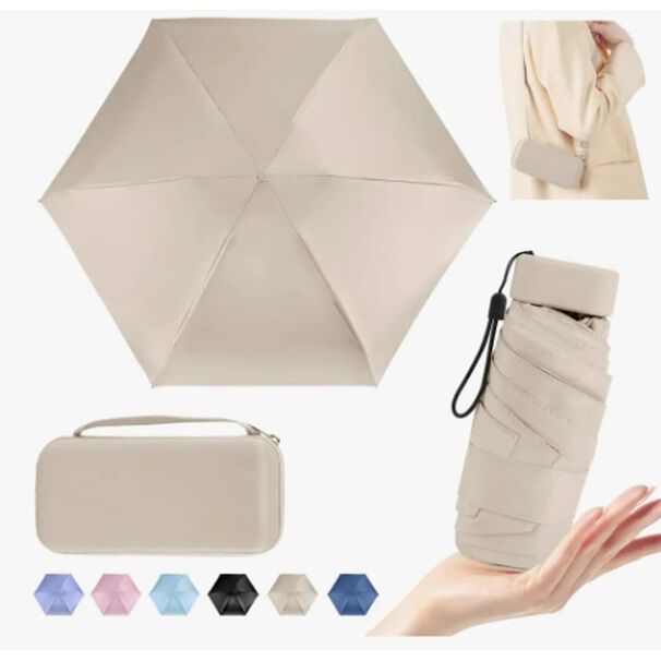 Mini Paragua Plegable Port&aacute;til Anti-uv Beige