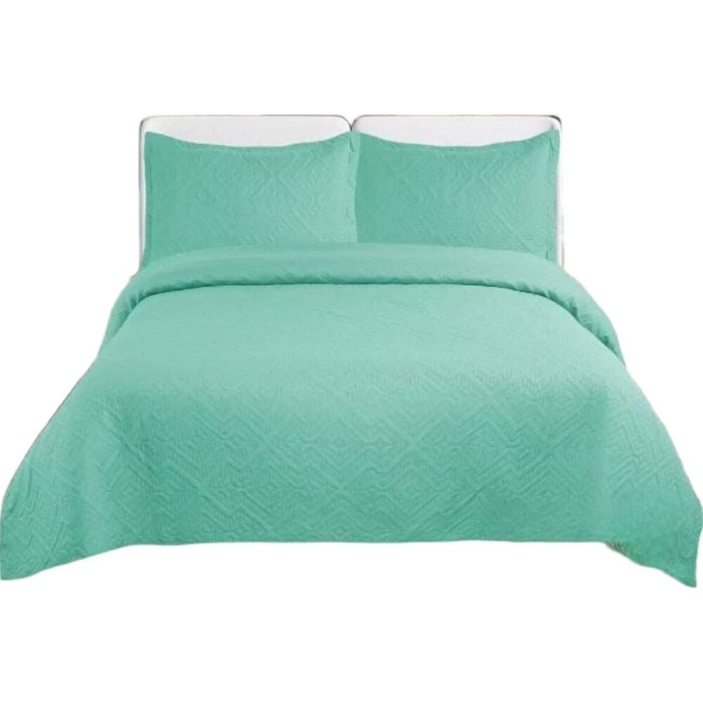 Cubrecama De Verano King Quilt + 2 Fundas De Almohada Cobertor Delgado Menta image number 0.0