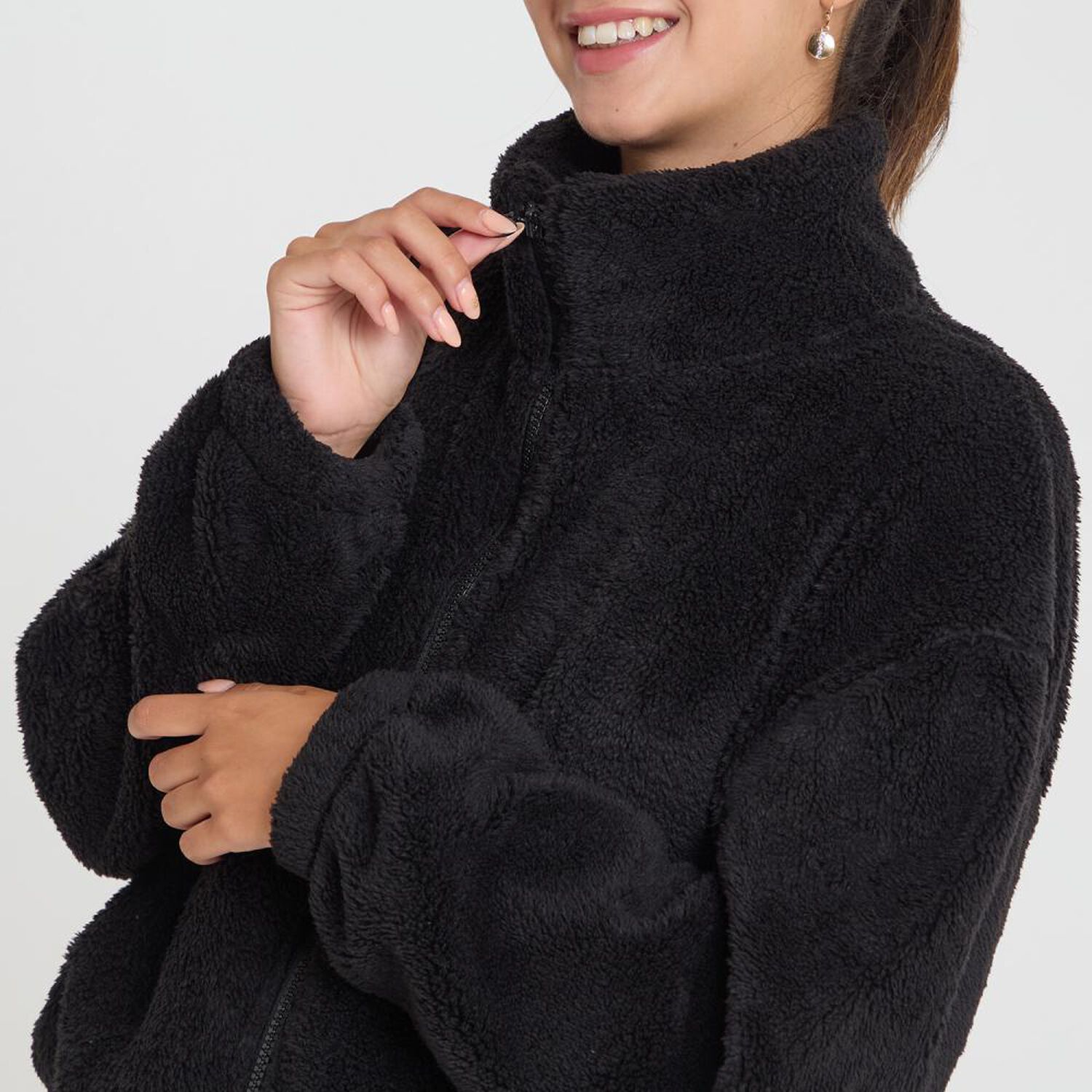 Poler&oacute;n Sherpa Estampado Cuello Alto Mujer Freedom image number 4.0