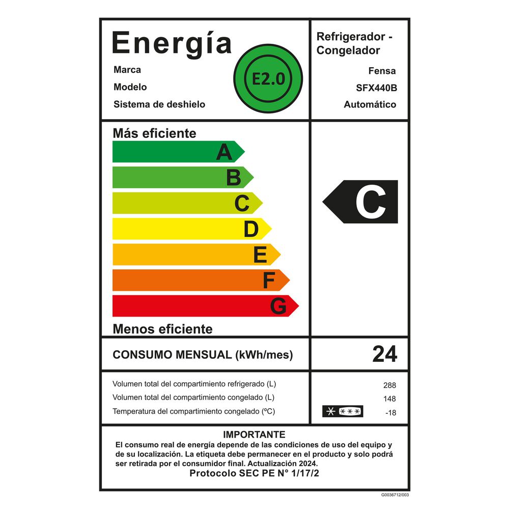 Refrigerador Fensa 436l No Frost Side By Side Sfx440b Negro image number 12.0
