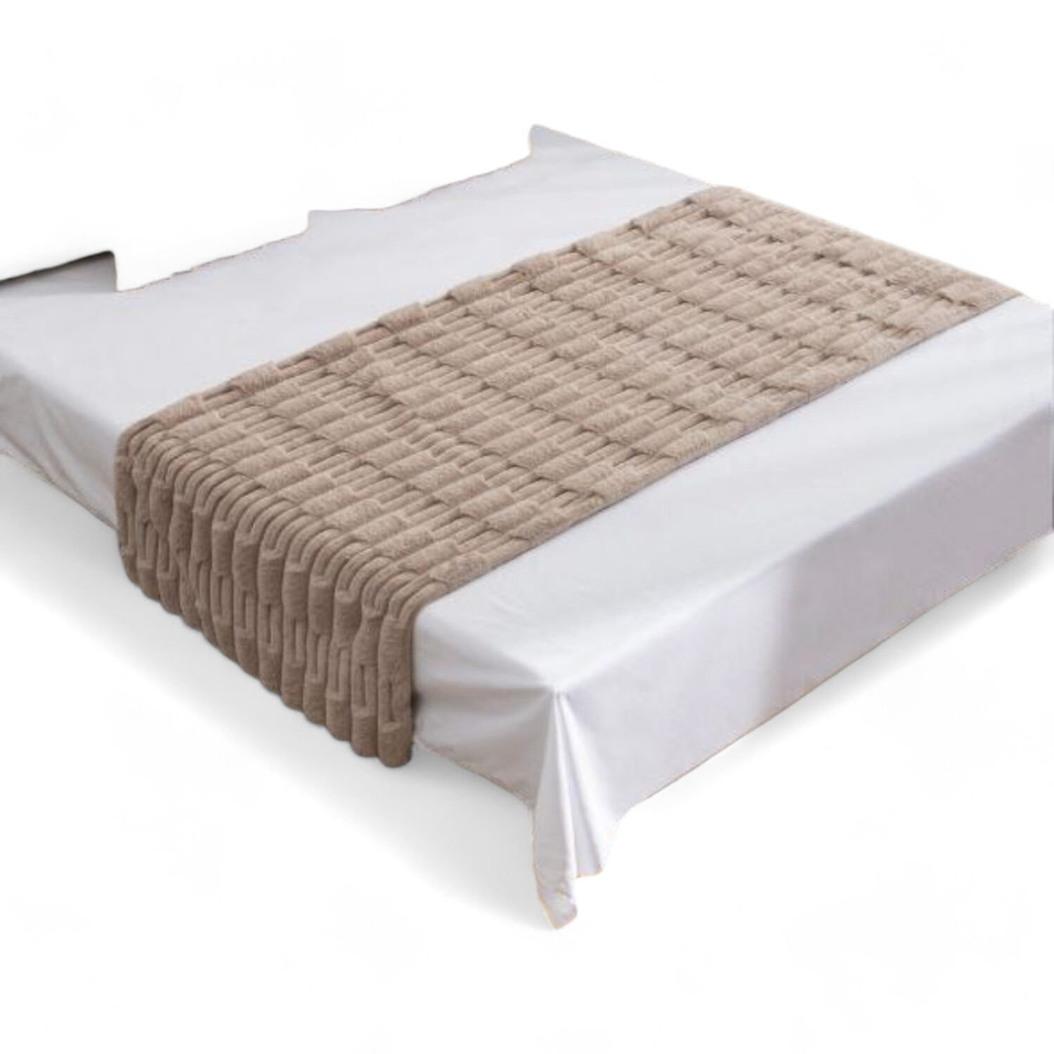 Piecera Pie De Cama Texturizada Peludita De 2 Plazas O King Medida 70cm X 210cm Color Caf&eacute; image number 0.0