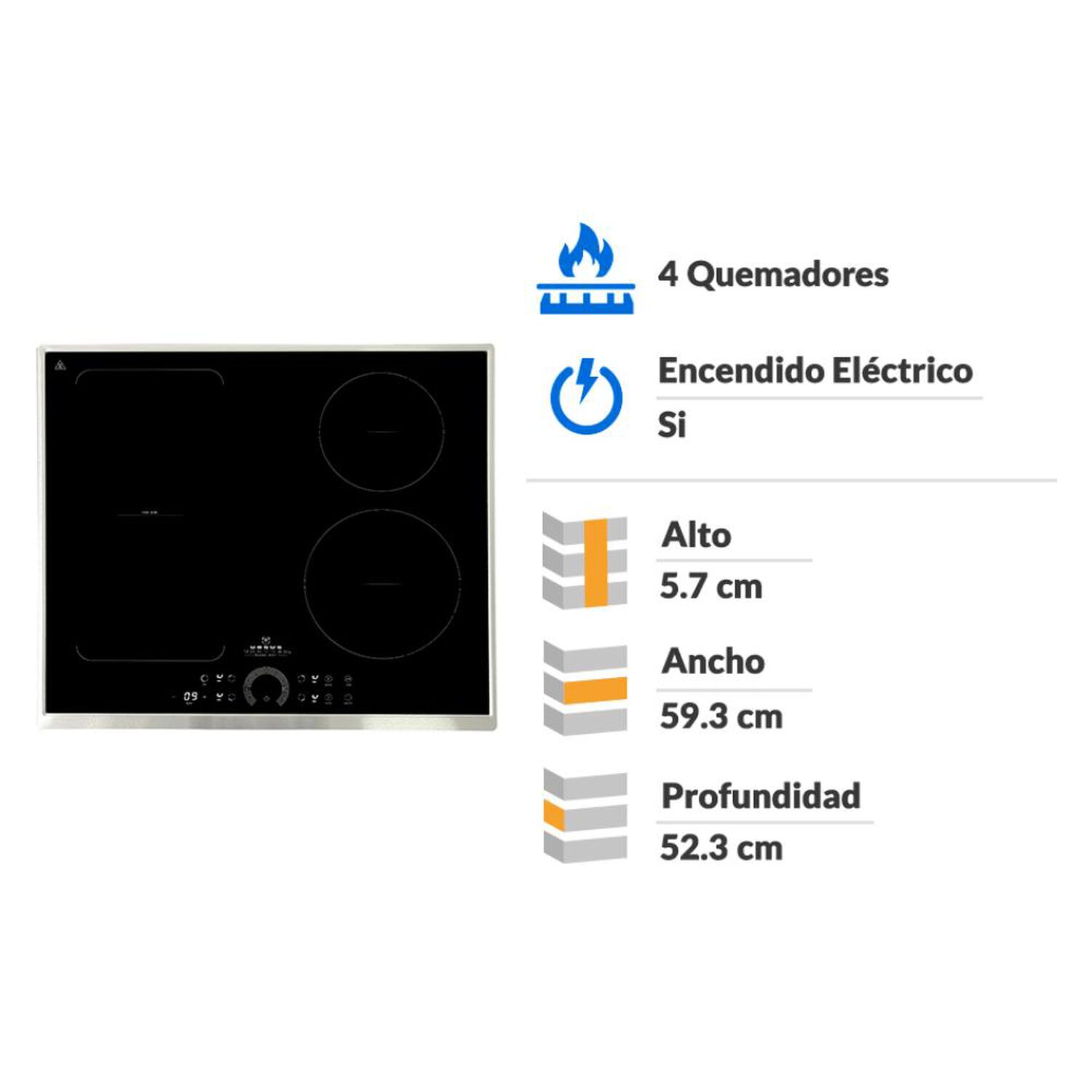Encimera Vitrocer&aacute;mica Ursus Trotter Induccion UT-ICT 4P Inox /4 Quemadores&nbsp; image number 1.0