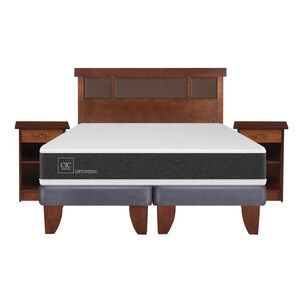 Cama Europea Cic Ortopedic / 2 Plazas / Base Dividida + Set De Maderas