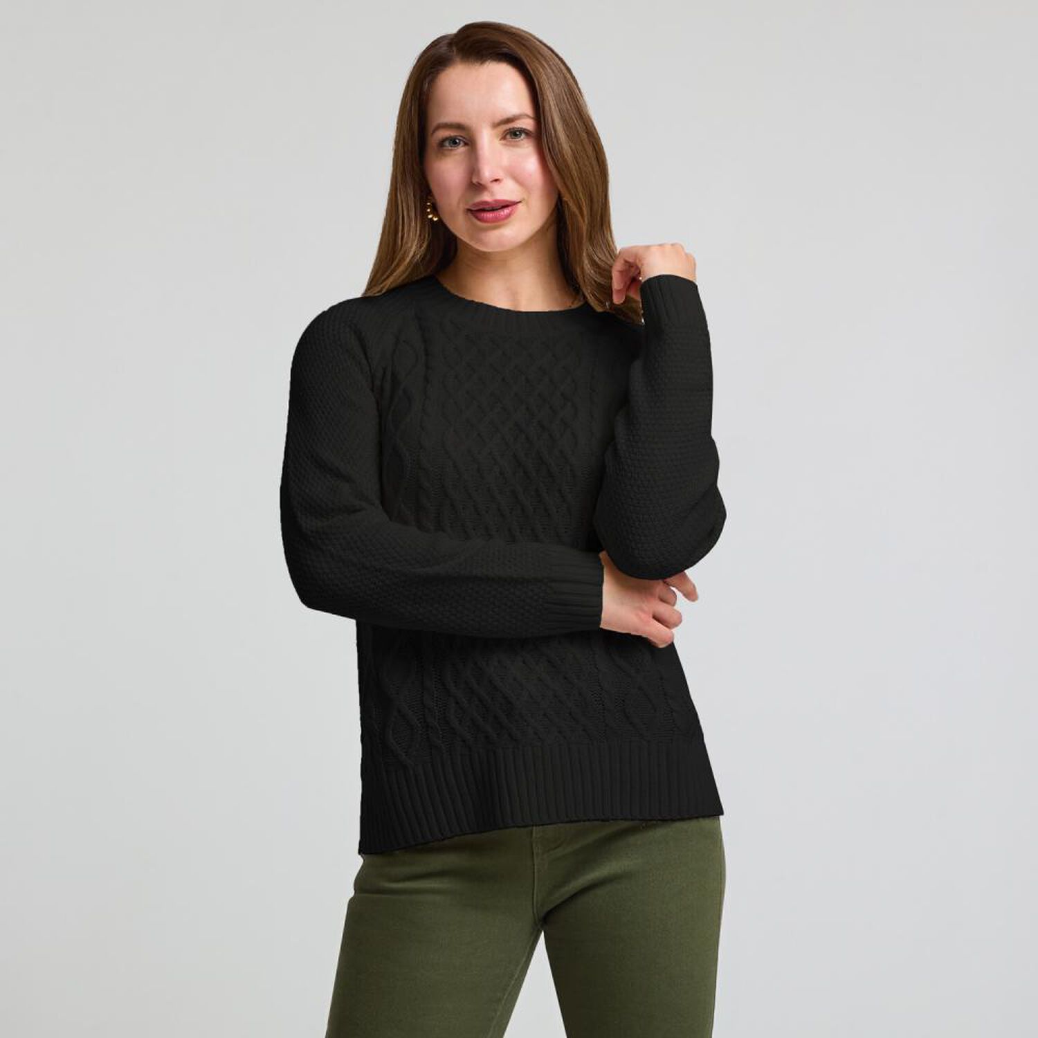 Sweater Trenzado Manga Larga Cuello Redondo Mujer Geeps image number 0.0