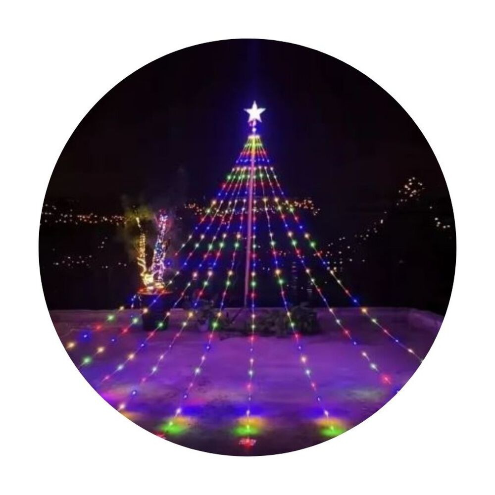 Cadena De Luces Cascada De Navidad Estrellas Brillantes Multicolor 3m image number 0.0