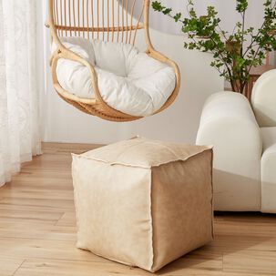 Set De 2 Pouf De Ecocuero Cuadrado 45x45cm