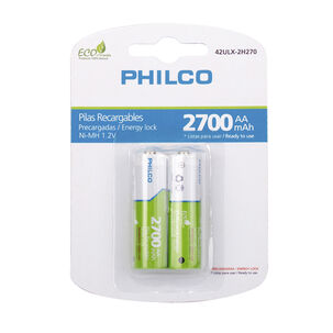 Pilas Recargables Philco Blister 2 Pre-cargadas Aa 2700 Mah