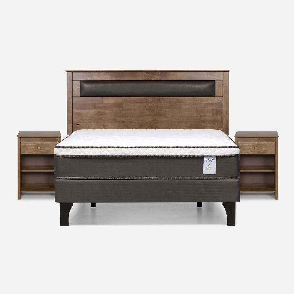 Cama Europea Rosen New Style 4 Plus / Full / Base Normal + Set De Maderas image number 0.0