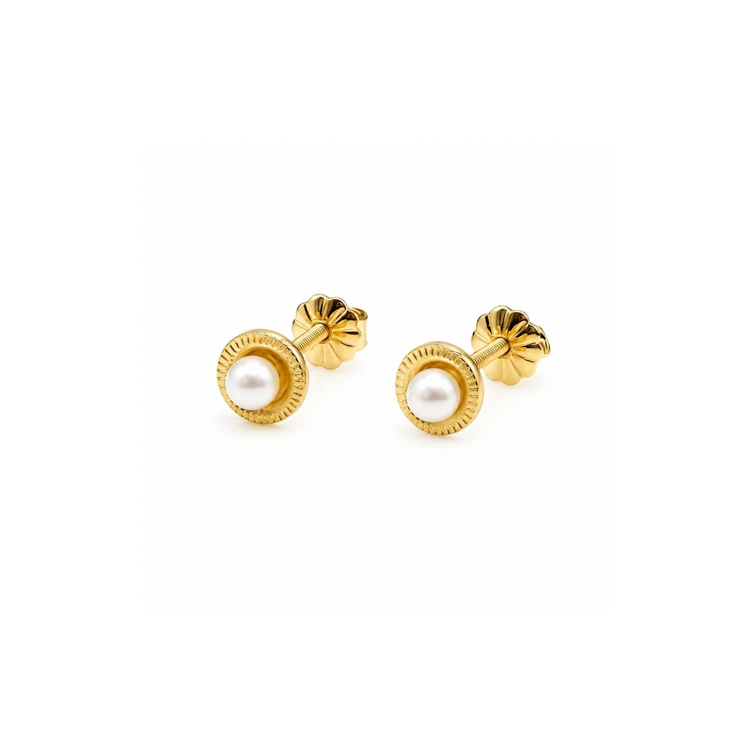 Aros Perla Blanca Redondela 5mm Oro 18k 0.90gr Mujer Ni&ntilde;a Dorado image number 0.0