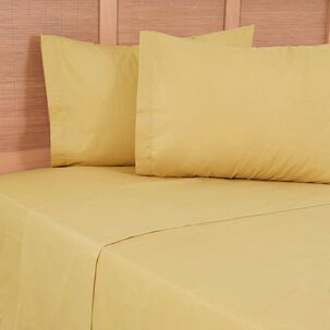 Sabana 144 Hilos Lisas 2 Plazas Mostaza