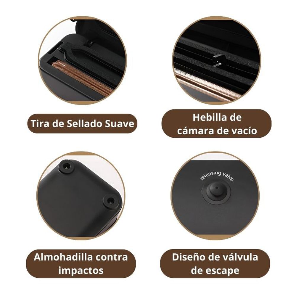 Maquina Selladora Al Vacío Alimentos Sellador Negro Bolsas image number 4.0