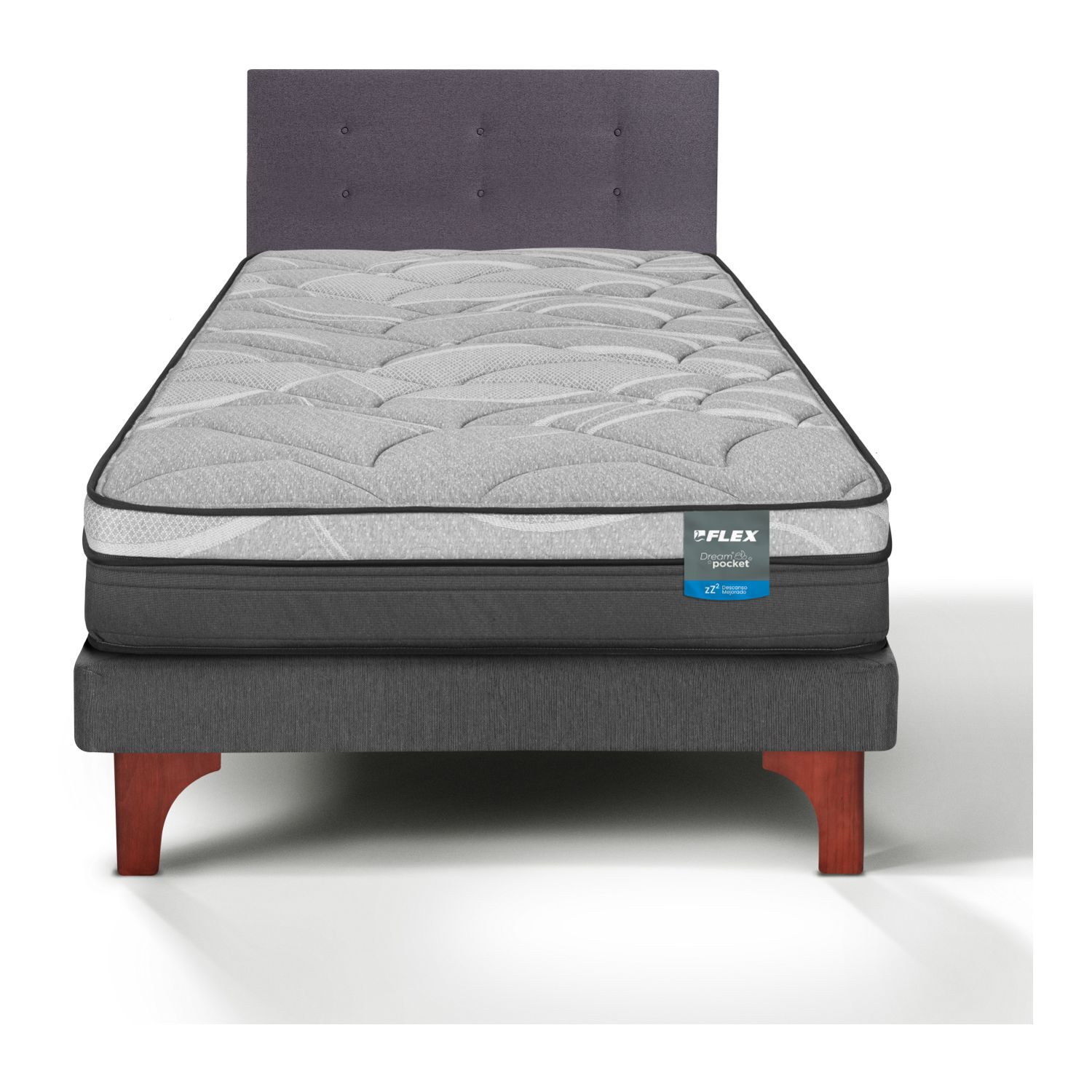 Cama Europea Flex Dream Pocket / 1.5 Plazas + Respaldo image number 0.0