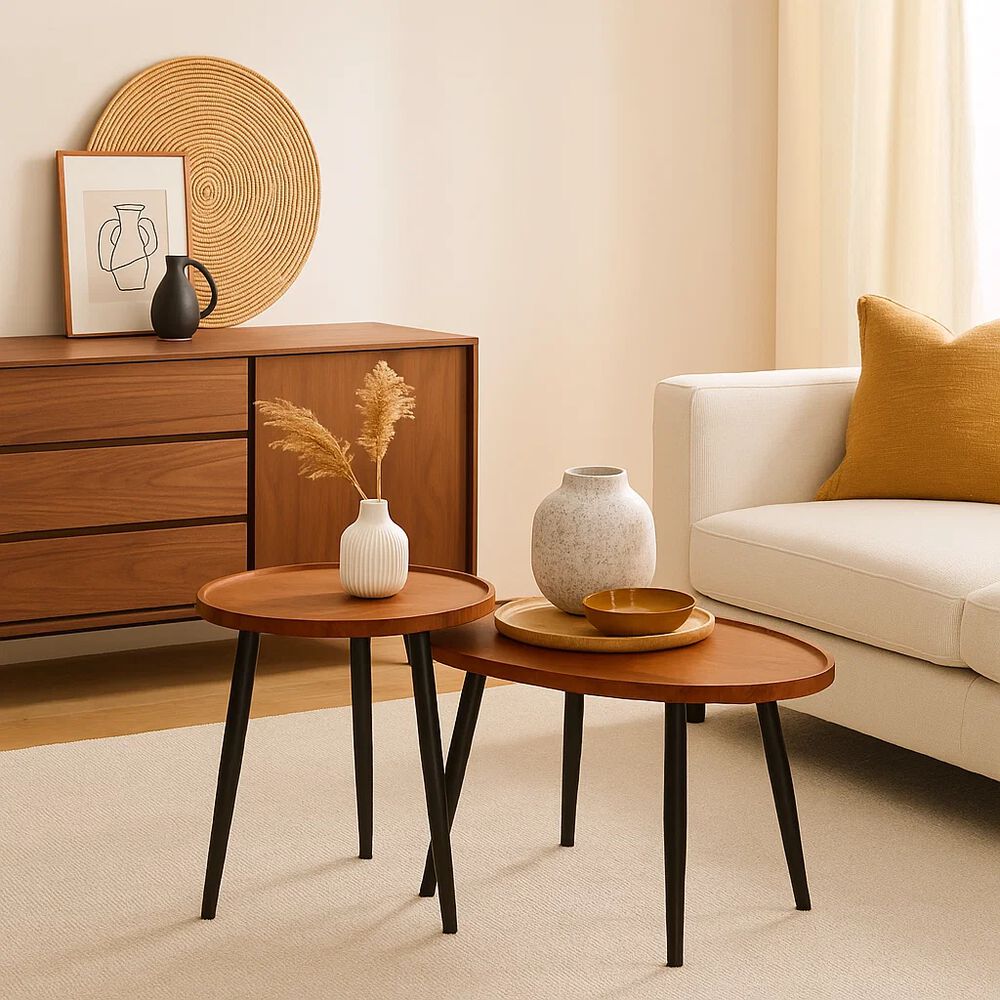 Set De Mesas De Centro Nido - Diseño Moderno De Madera Y Metal image number 2.0