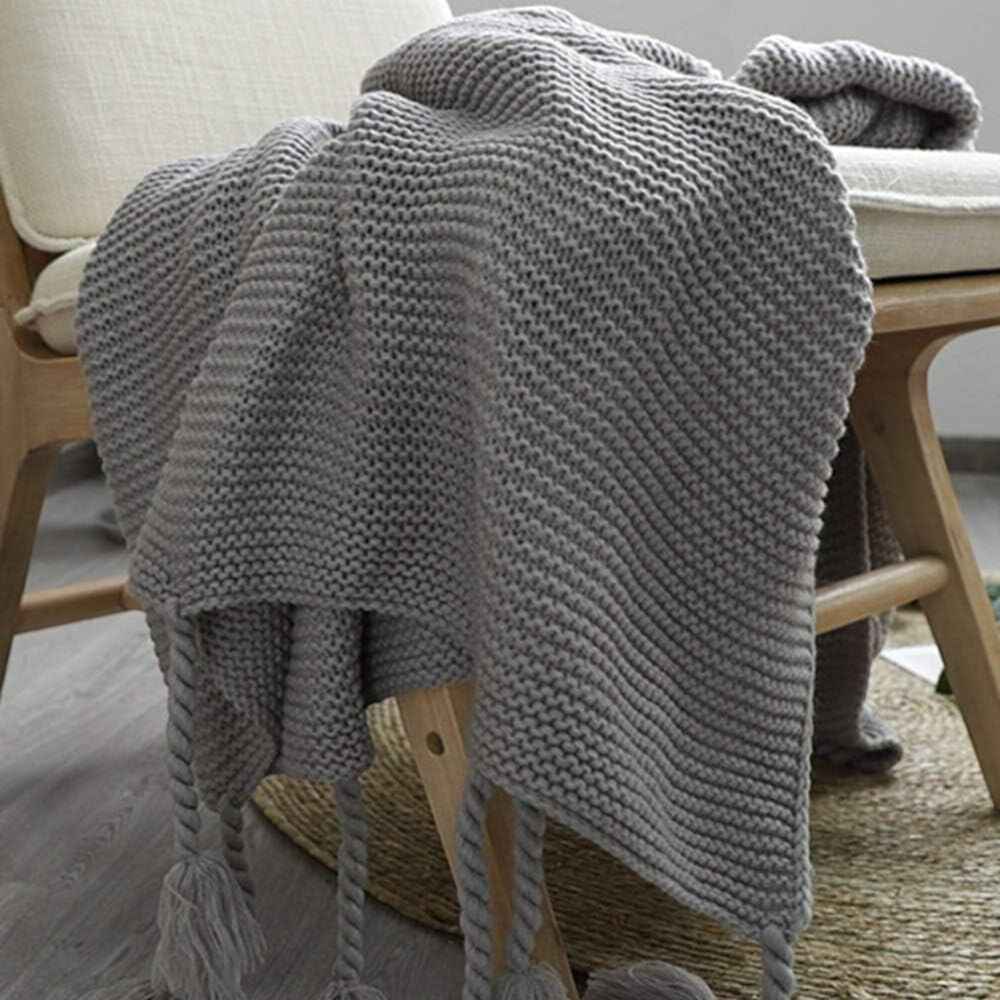 Manta Encaje De Lana Gruesa Tejida A Mano Premium 150x230cm Gris image number 1.0