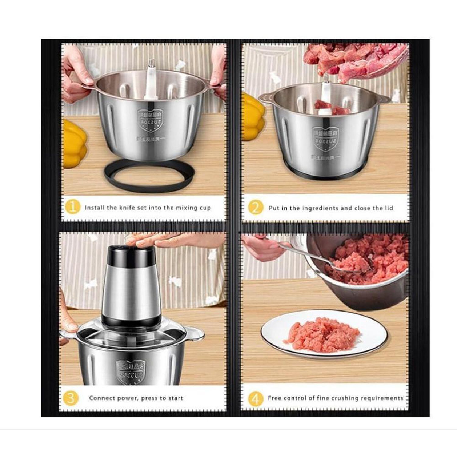 Triturador Picador De Alimentos Acero Inox 3litros image number 4.0