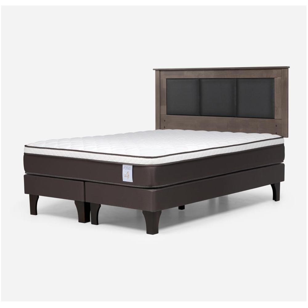 Cama Europea Rosen New Style 4 Plus / King / Base Dividida  + Respaldo Rachel Gris image number 1.0