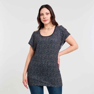 Polera Full Print Manga Corta Cuello Redondo Mujer Sexy Large