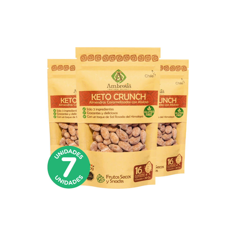 Pack 7, Snack Keto Vegano Crunch Almendras Caramelizadas 100gr. image number 0.0