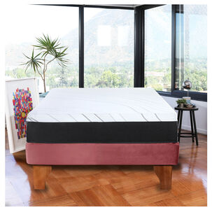 Cama Europea Zen Pro 1,5 Plazas Tela Velvet Palo Rosa
