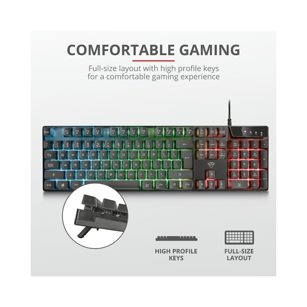 Teclado Gamer Trust Azor Gxt 835 Rgb Full Anti Ghosting image number 7.0