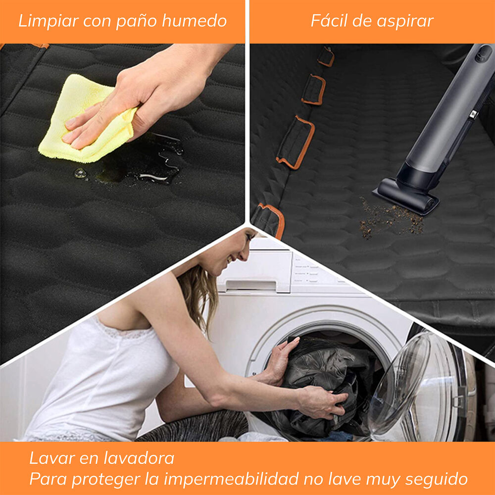 Funda Cubre Asiento De Auto Impermeable Mascotas Negra Xroad image number 5.0