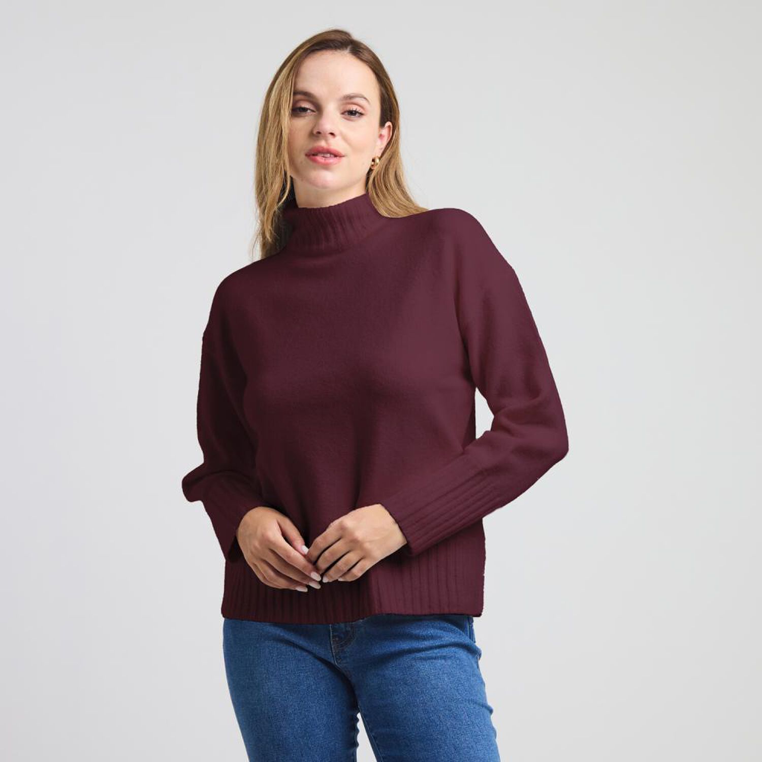 Sweater Regular Manga Larga Cuello Alto Mujer Kimera image number 0.0