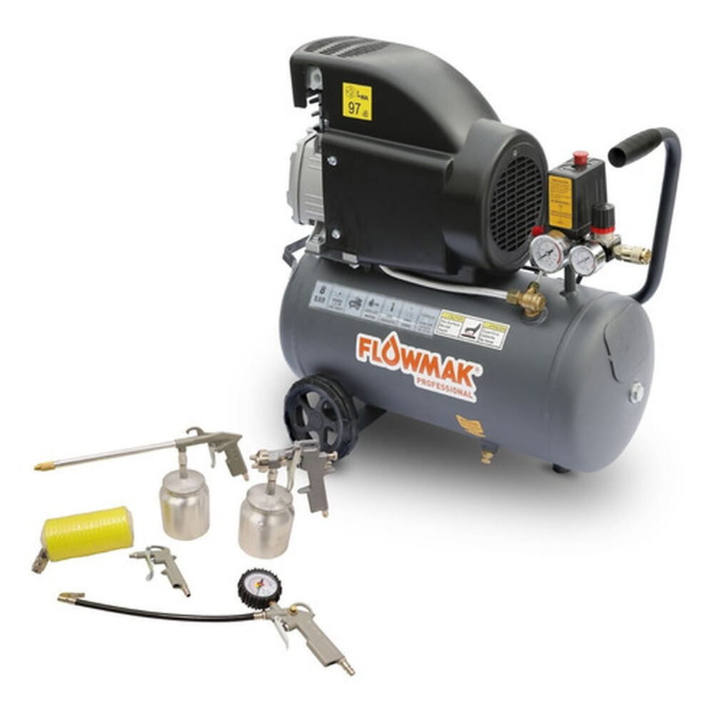 Combo Compresor De Aire 24litros 1.5hp Más Kit Accesorios image number 1.0