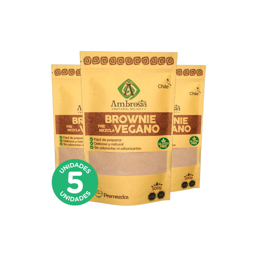 Pack 5, Premezcla Brownie Vegano Libre De Gluten Para Preparaciones Keto 500gr. image number 0.0