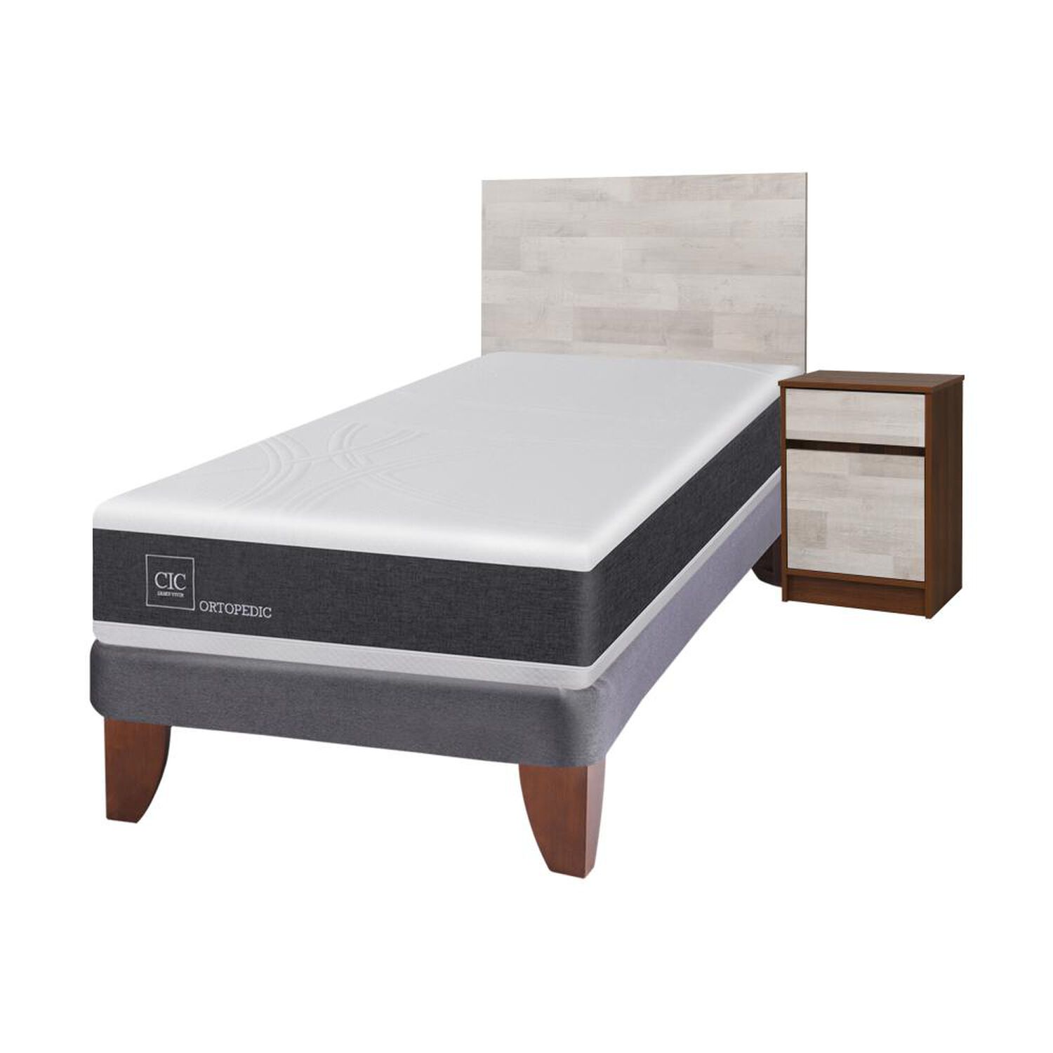 Cama Europea Cic New Ortopedic / 1.5 Plazas / Base Normal + Set de Maderas Legno image number 1.0